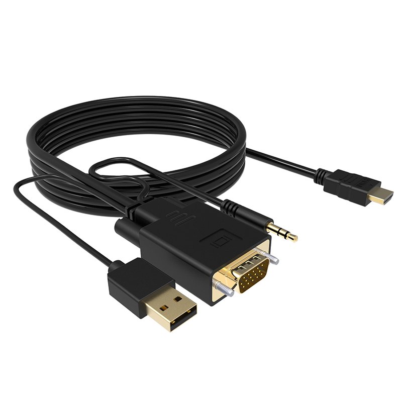 كيبل VCOM تحويل VGA إلى DisplayPort ذكر مع USB، يدعم دقة 1080P@60Hz، بغلاف PVC وقطر 5.0 ملم