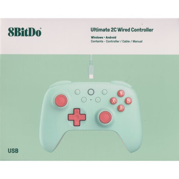 يد تحكم ألعاب 8BitDo Ultimate 2C السلكية، لون أخضر نعناعي