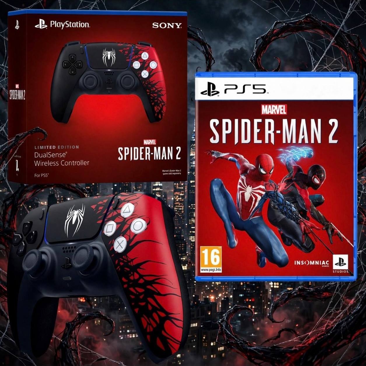 باندل يدة تحكم بلايستيشن 5 دوال سينس إصدار مارفل سبايدرمان 2 المحدود مع لعبة Marvel's Spider-Man 2