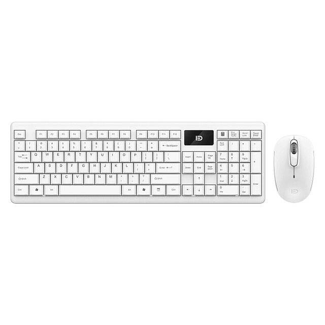 FUDE 1600 Wireless Keyboard and Mouse Kit (White)