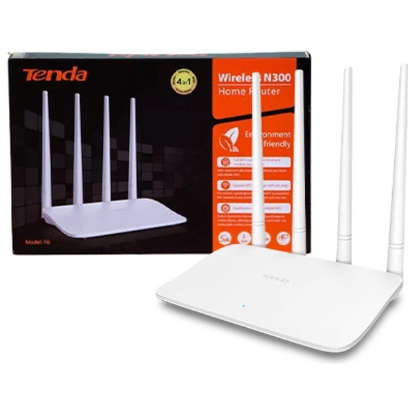 راوتر تندا F6 لاسلكي بسرعة 300Mbps مع 4 هوائيات خارجية بقوة 5dBi وسهولة إعداد الشبكة