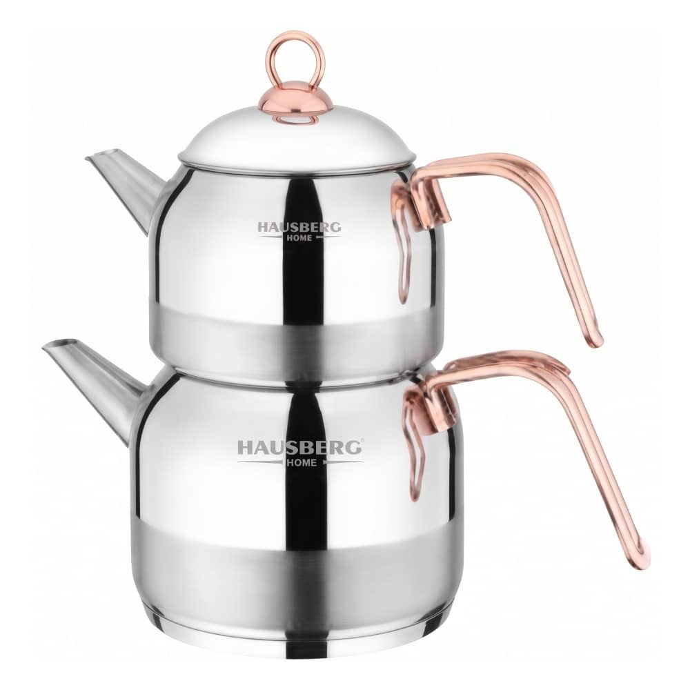 Hausberg HB-H610 Stacked Double Teapot Set - Stainless Steel