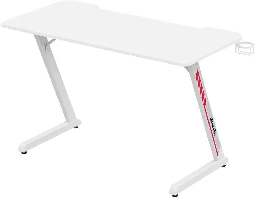 مكتب ألعاب غيمرتك بتصميم Z قياس 120×60 سم مع إضاءة RGB وسطح كربوني – أبيض