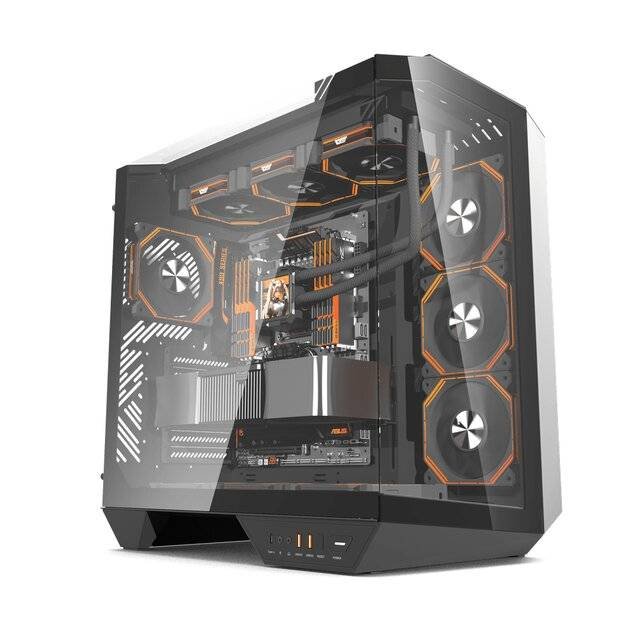 كيس كمبيوتر DarkFlash DY470 مع 7 مراوح، لون أسود