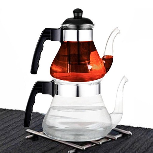 إبريق شاي 2 قطع Heat Resistant Double Glass Teapot 2 Pcs مسواگ