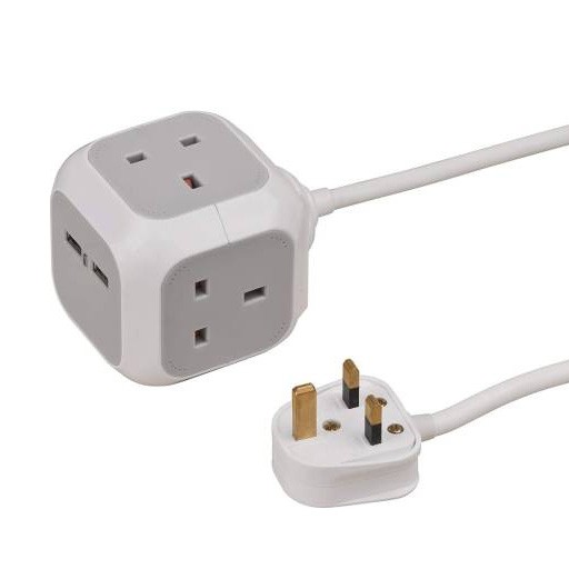 تقسيم كهرباء متعدد المنافذ xt Cube 3-way Sockets+2Usb Ports - مسواگ