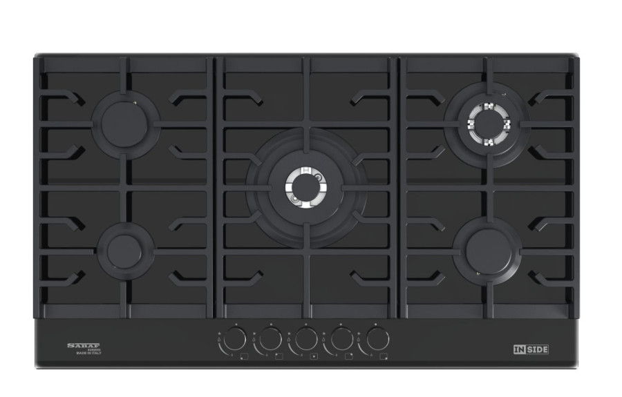 Gas cooker inside -5 burners - built-in - safety