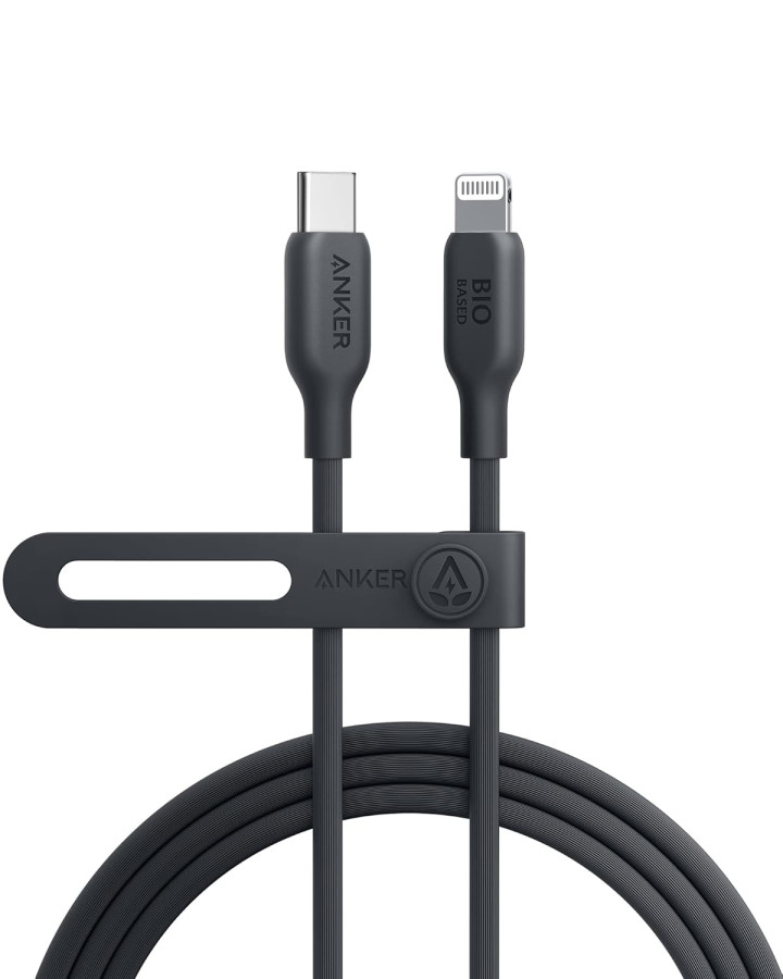 كابل USB-C إلى Lightning بطول 3 أقدام، مصنوع من مواد حيوية، رقم الموديل A80B1H11، لون أسود.