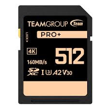 بطاقة الذاكرة TEAMGROUP PRO+ SDXC بسعة 512 جيجابايت.