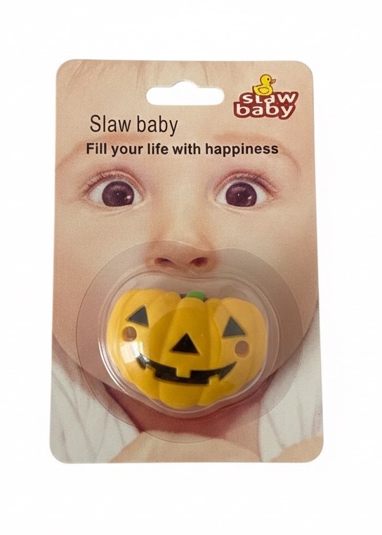 لهاية أطفال (سكاتة) من ماركة Slaw baby. تأتي بتصميم يقطينة الهالوين (Halloween Pumpkin)