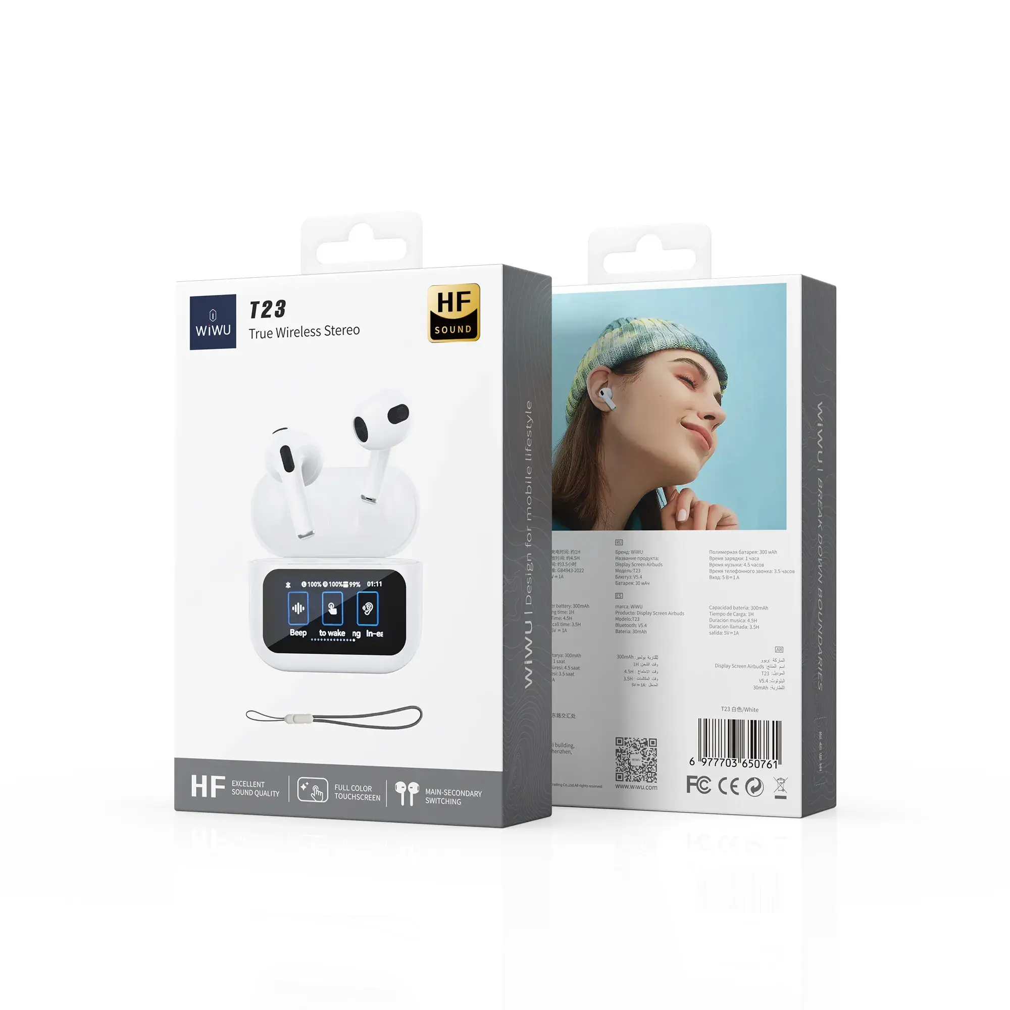 سماعات أذن لاسلكية من نوع True Wireless Stereo (TWS) مع تحكم باللمس وصوت ستيريو.