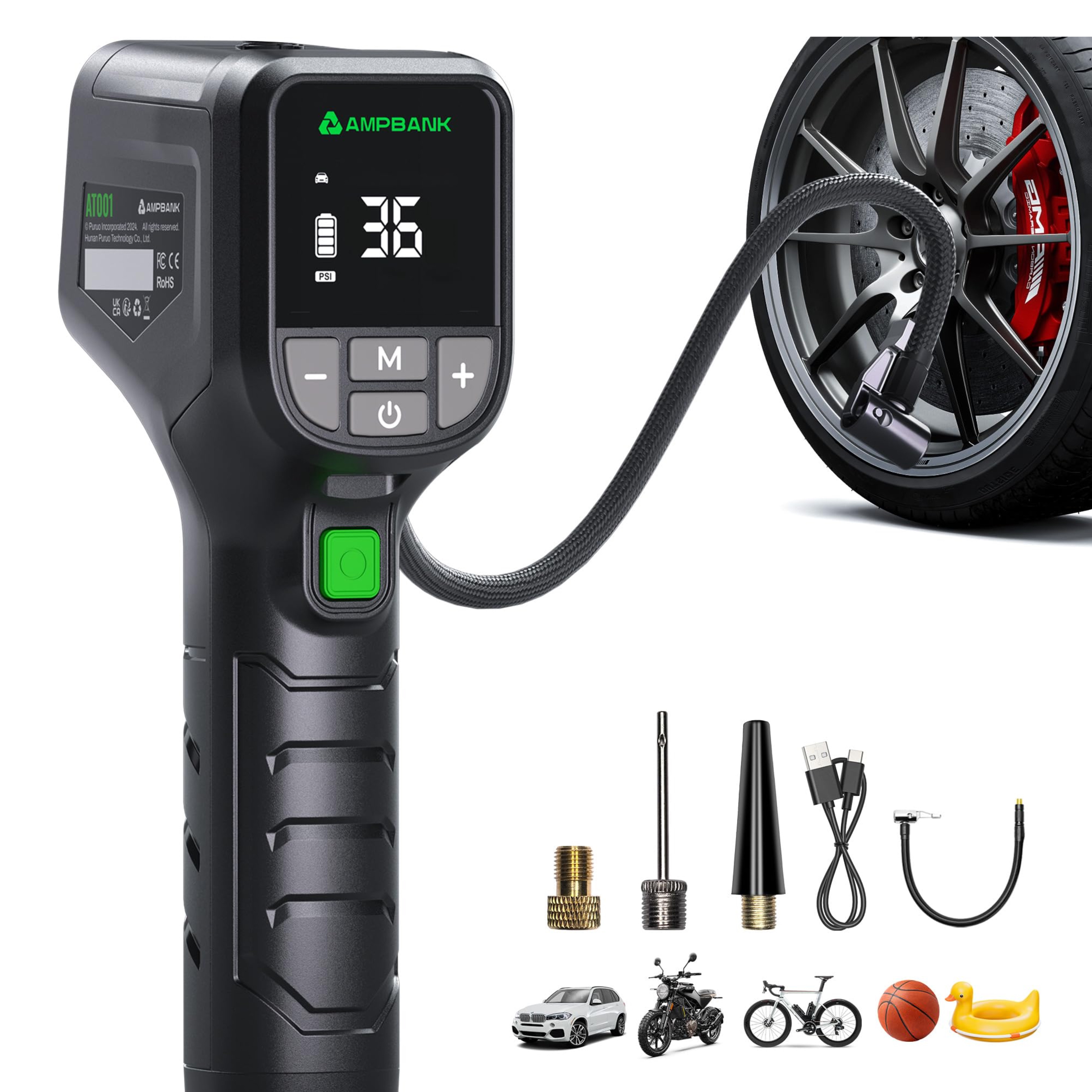 منفاخ إطارات شحن ذكي 150 PSI شاشة رقمية