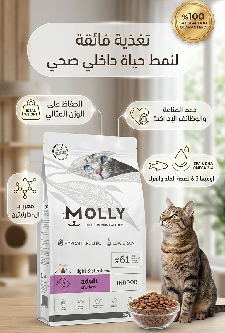 دراي فود مولي بالدجاج للقطط البالغة Molly's Chicken Dry Food for