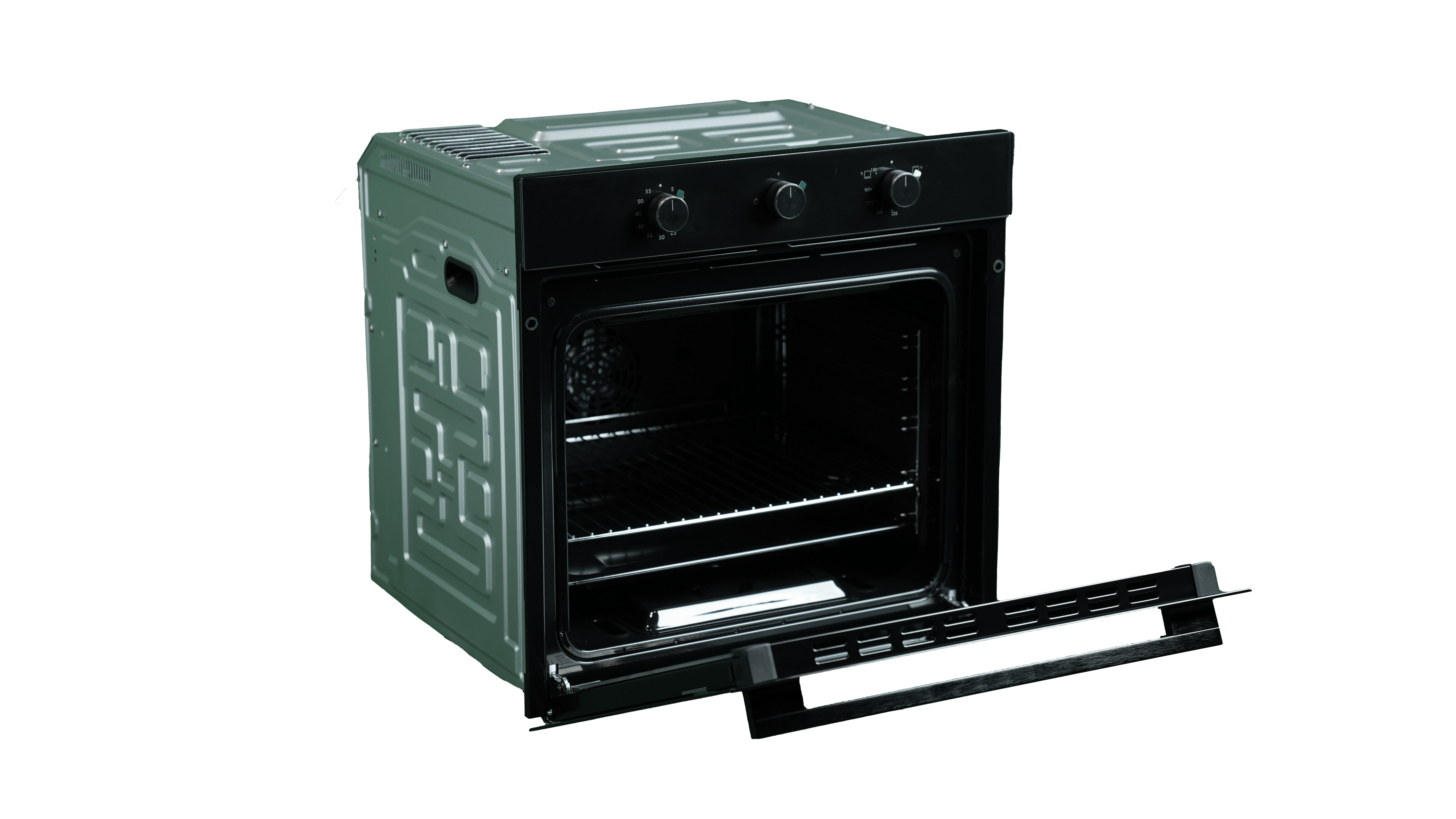 80L Built-in Full Gas Oven with Mechanical Control – Black Glass Design