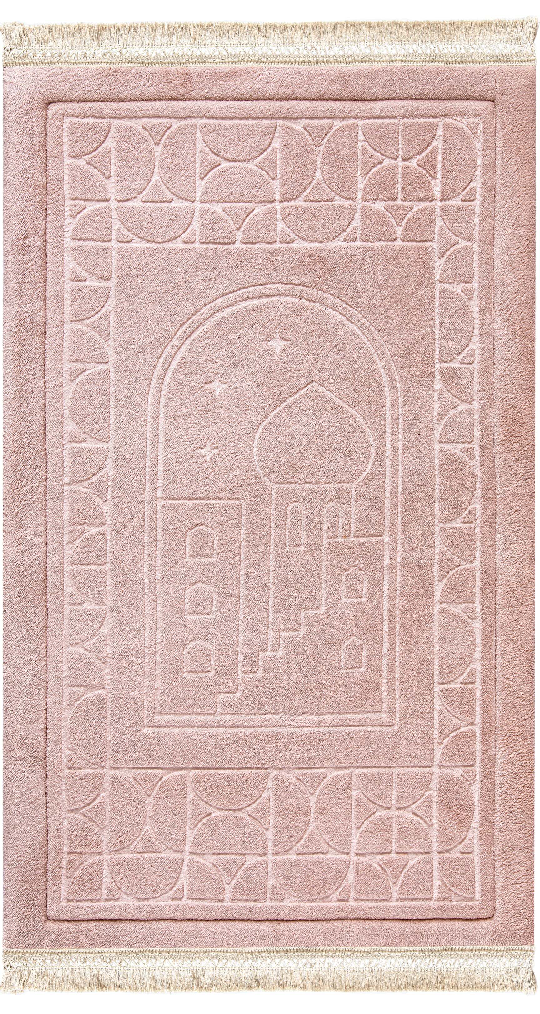 سجادة صلاة محفورة لون زهري