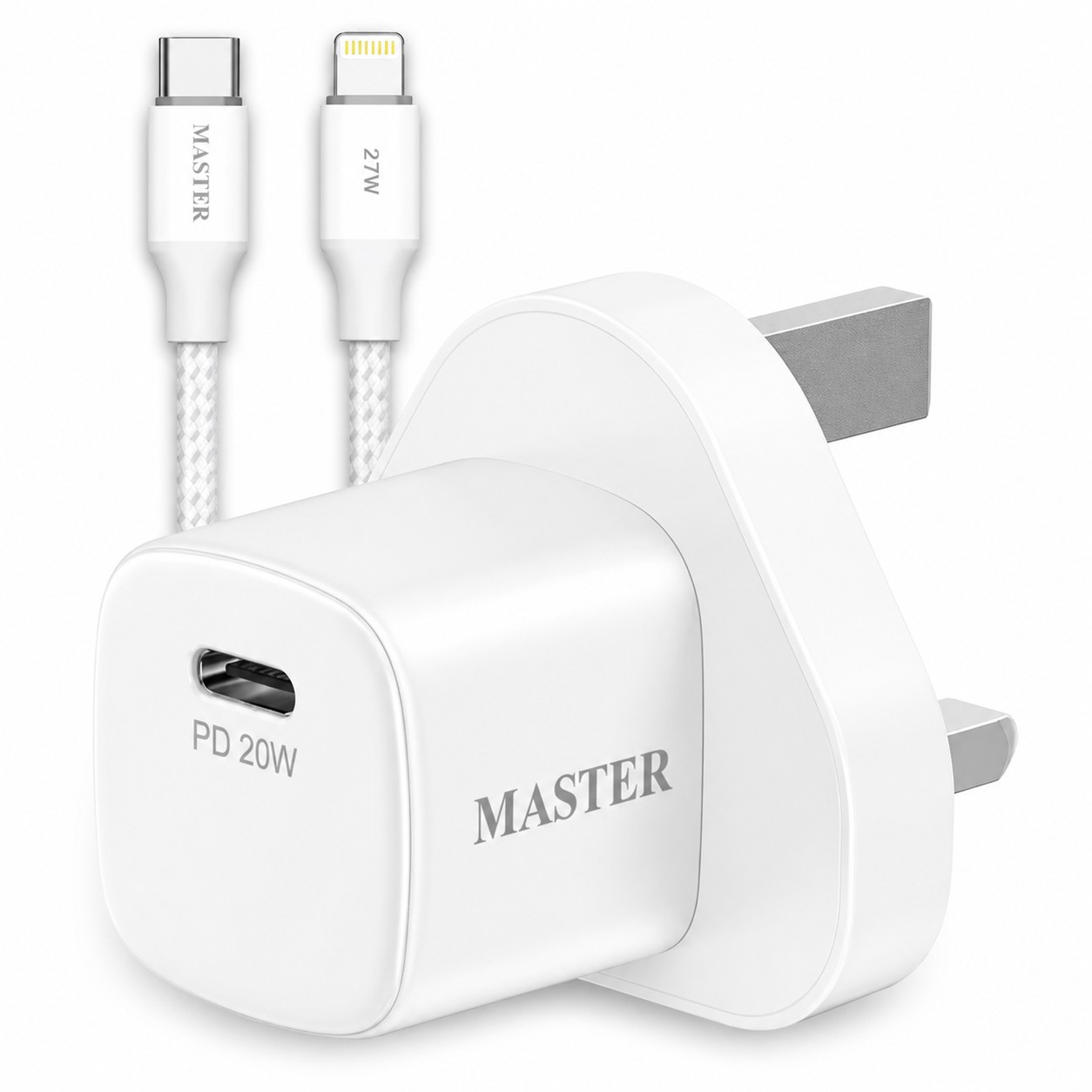 شاحن GaN بمنفذي USB-C و USB-A - 30 واط مع كابل USB-C إلى USB-C 60 واط - أسود