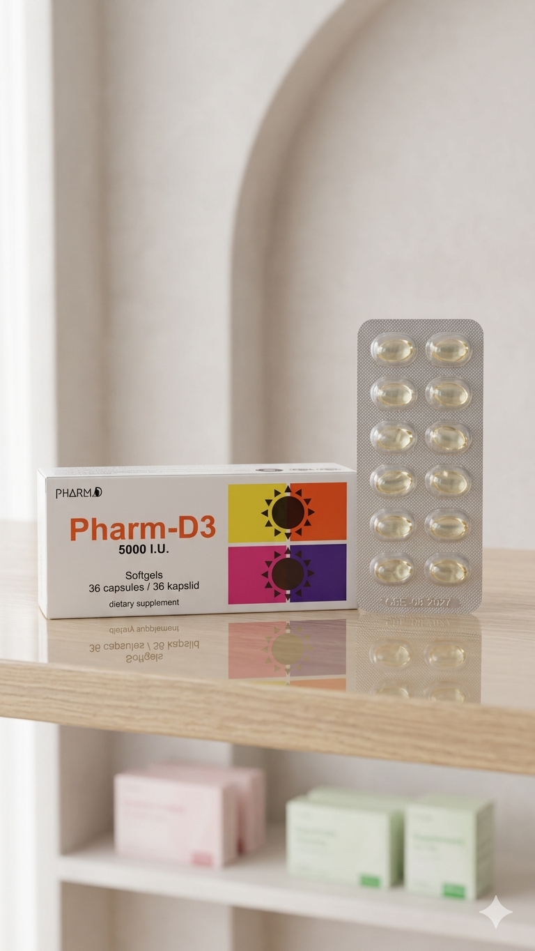 فيتامين د3 بتركيز 5000 وحدة دولية 36 كبسولة هلامية رخوة Pharm-D3 5000 I ...