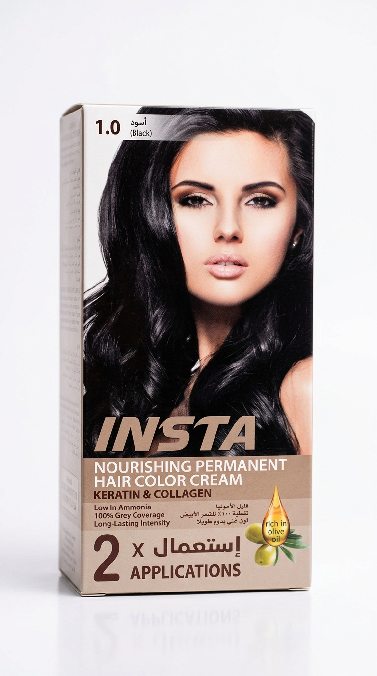 صبغة شعر طبية فاخرة بخلاصة زيت الزيتون والكولاجين - INSTA Hair Colors