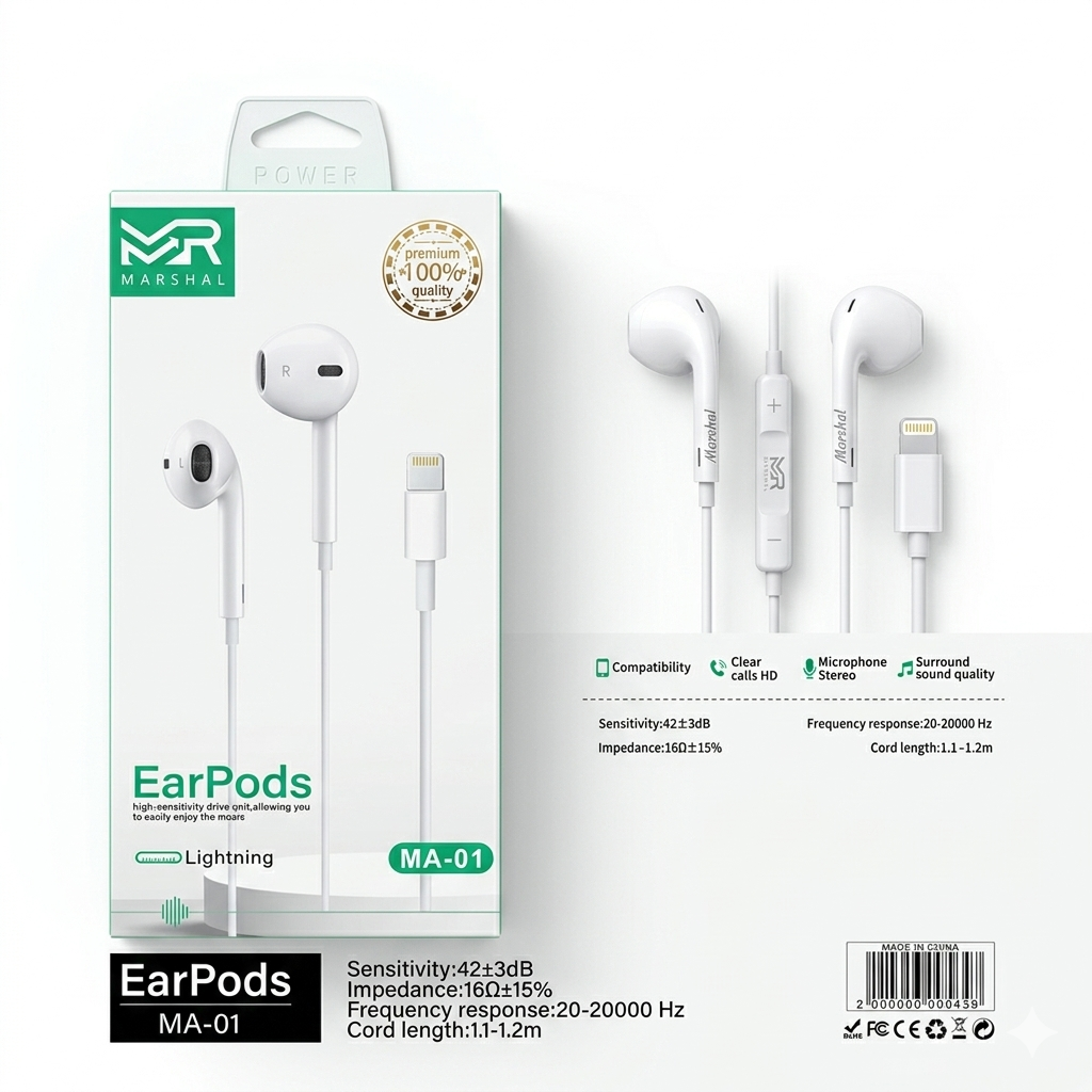 Marshall Lightning wired headphones with clear surround sound