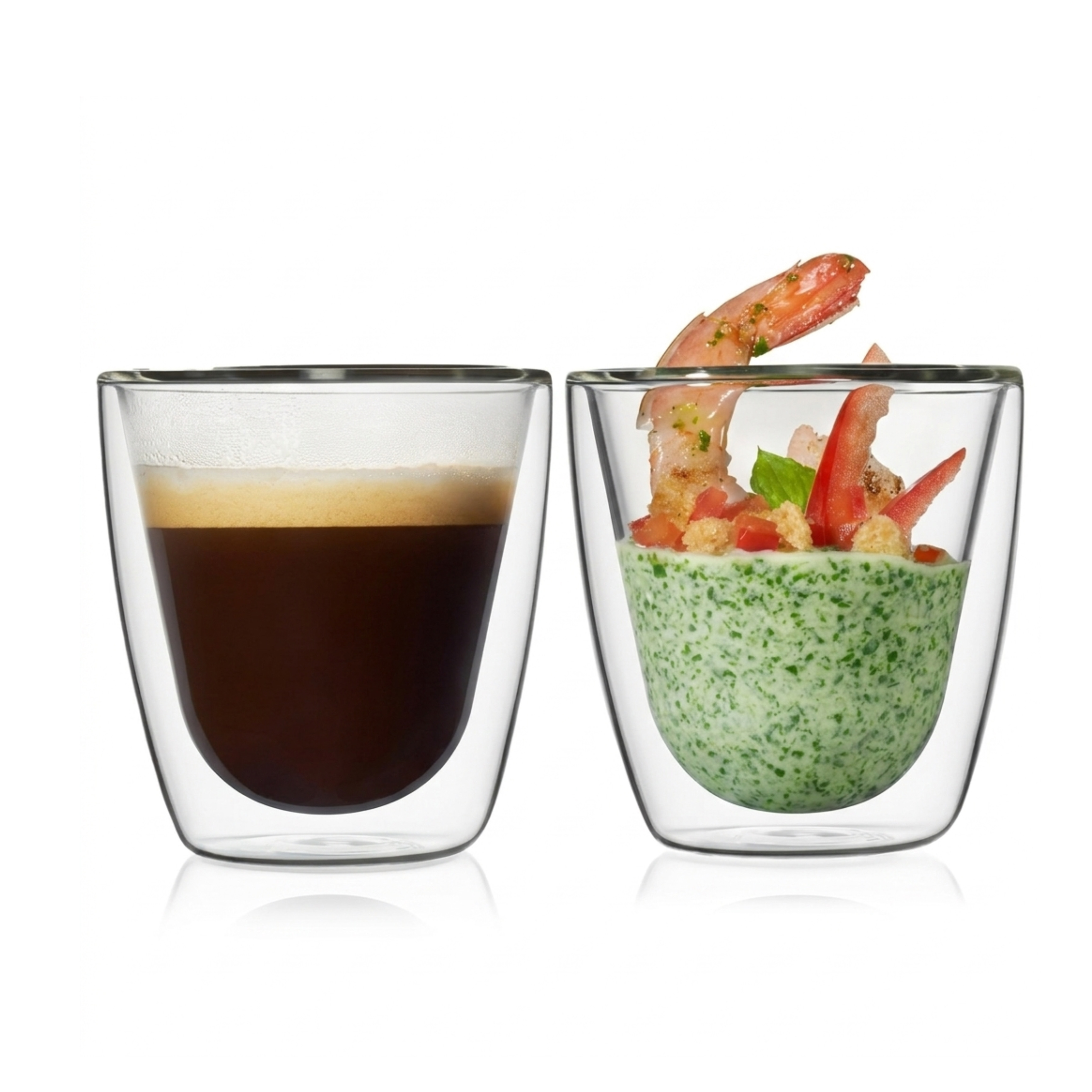 2 x 80ml Premium Glass Espresso Cups with Double Thermal Insulation