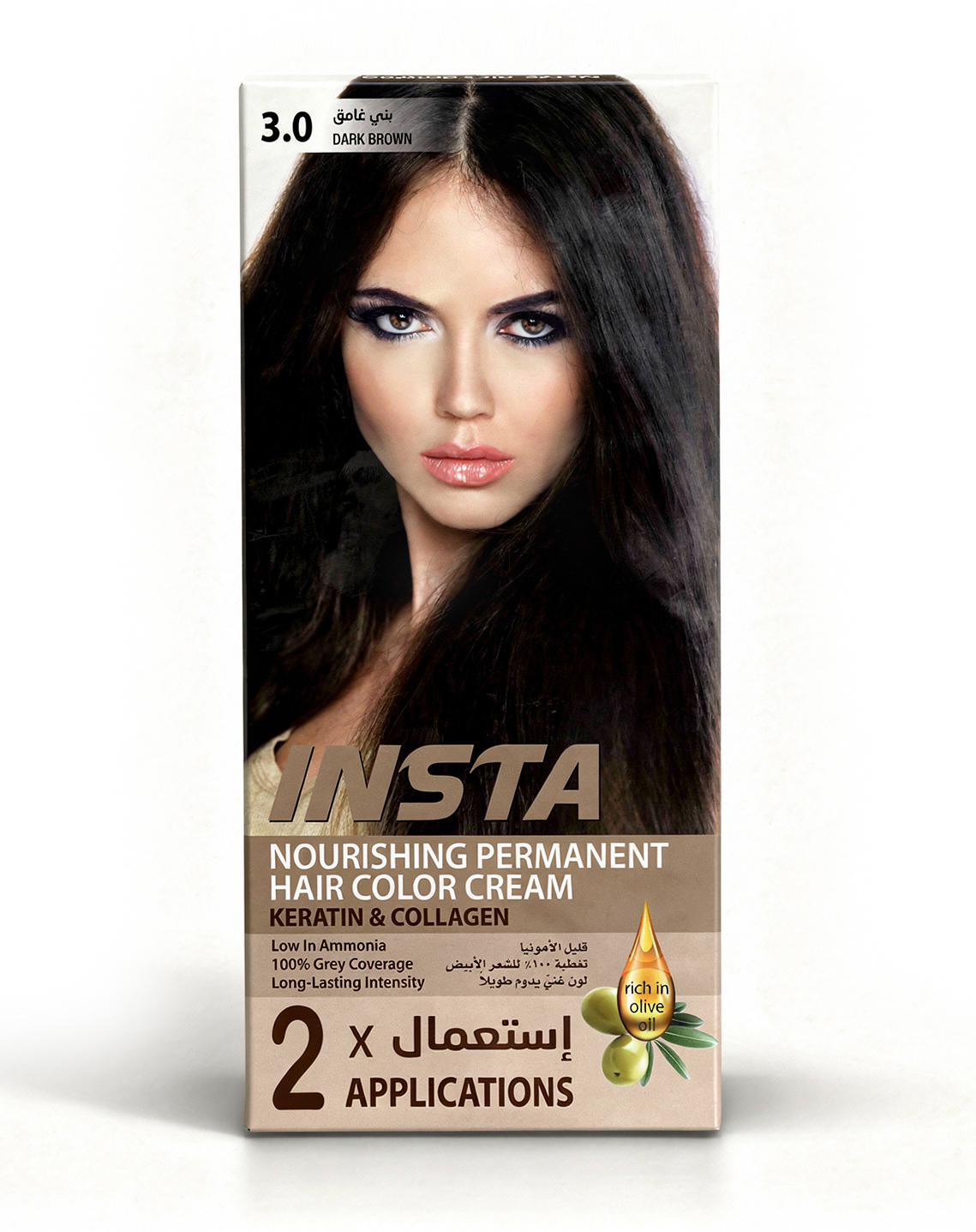صبغة شعر طبية فاخرة بخلاصة زيت الزيتون والكولاجين - INSTA Hair Colors