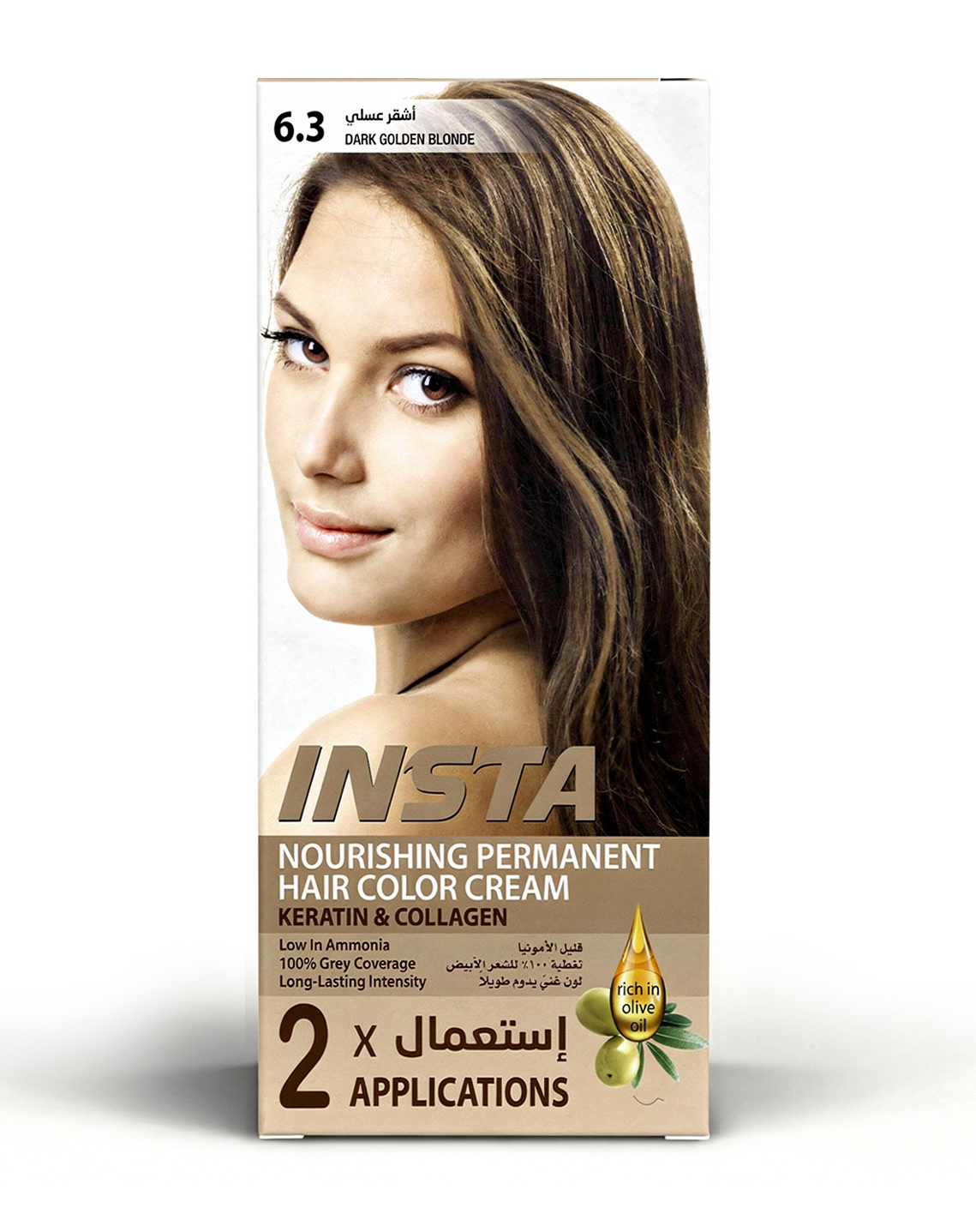 صبغة شعر طبية فاخرة بخلاصة زيت الزيتون والكولاجين - INSTA Hair Colors