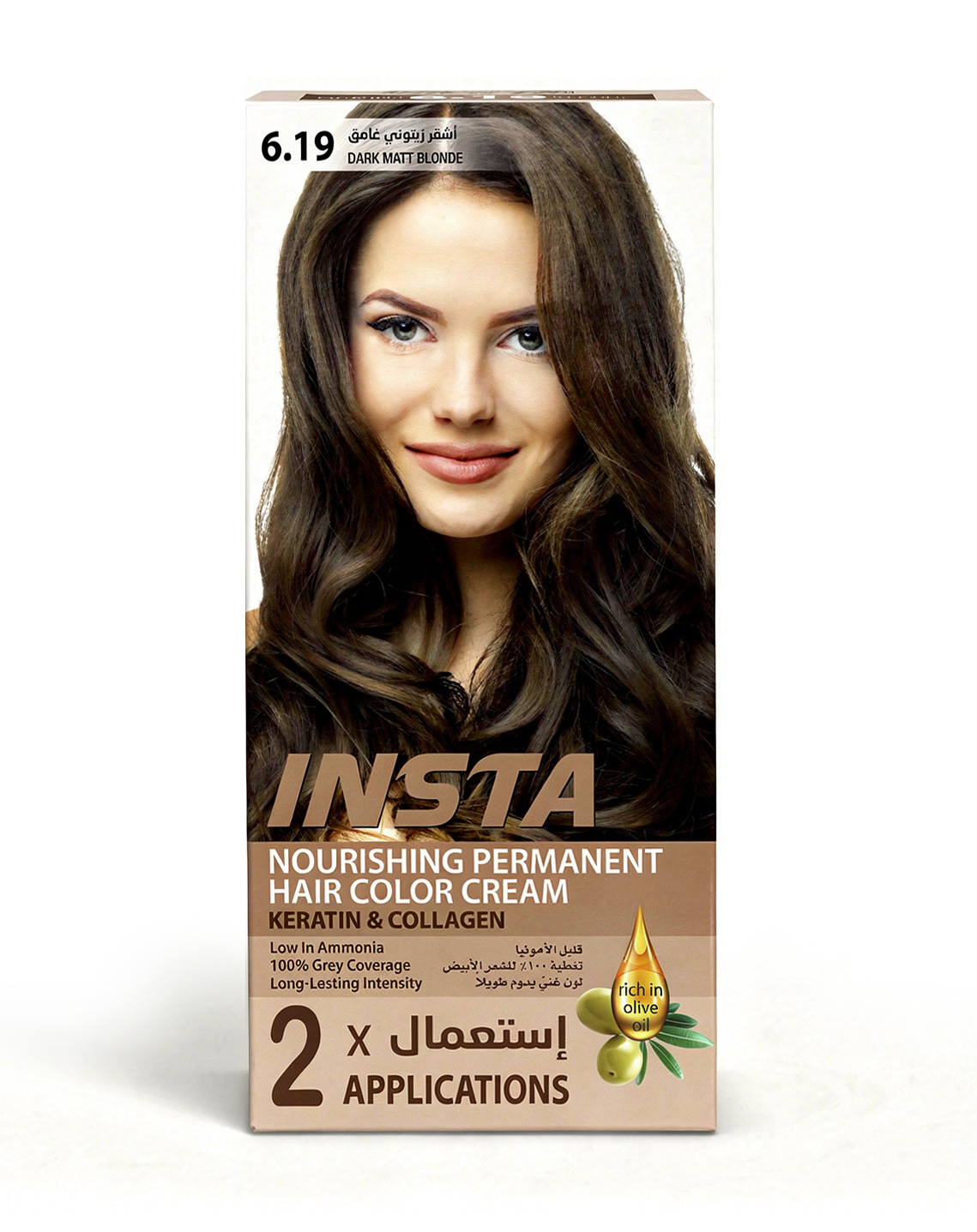 صبغة شعر طبية فاخرة بخلاصة زيت الزيتون والكولاجين - INSTA Hair Colors