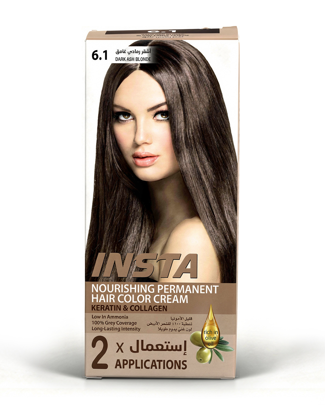 صبغة شعر طبية فاخرة بخلاصة زيت الزيتون والكولاجين - INSTA Hair Colors