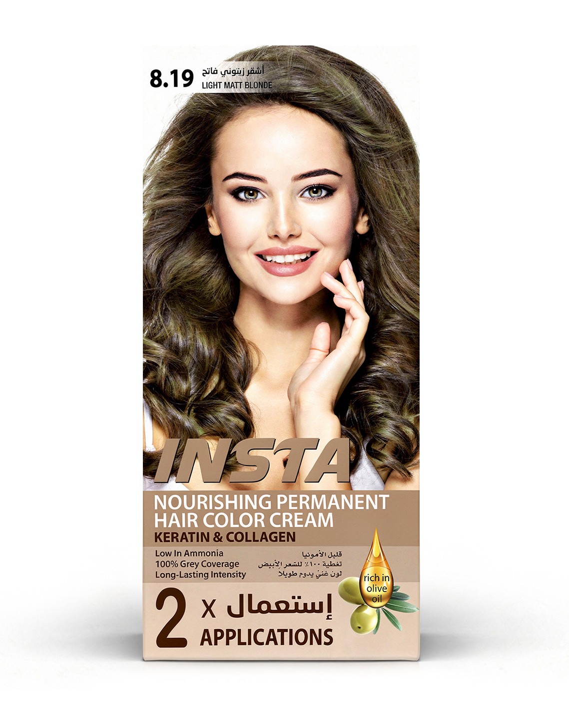 صبغة شعر طبية فاخرة بخلاصة زيت الزيتون والكولاجين - INSTA Hair Colors