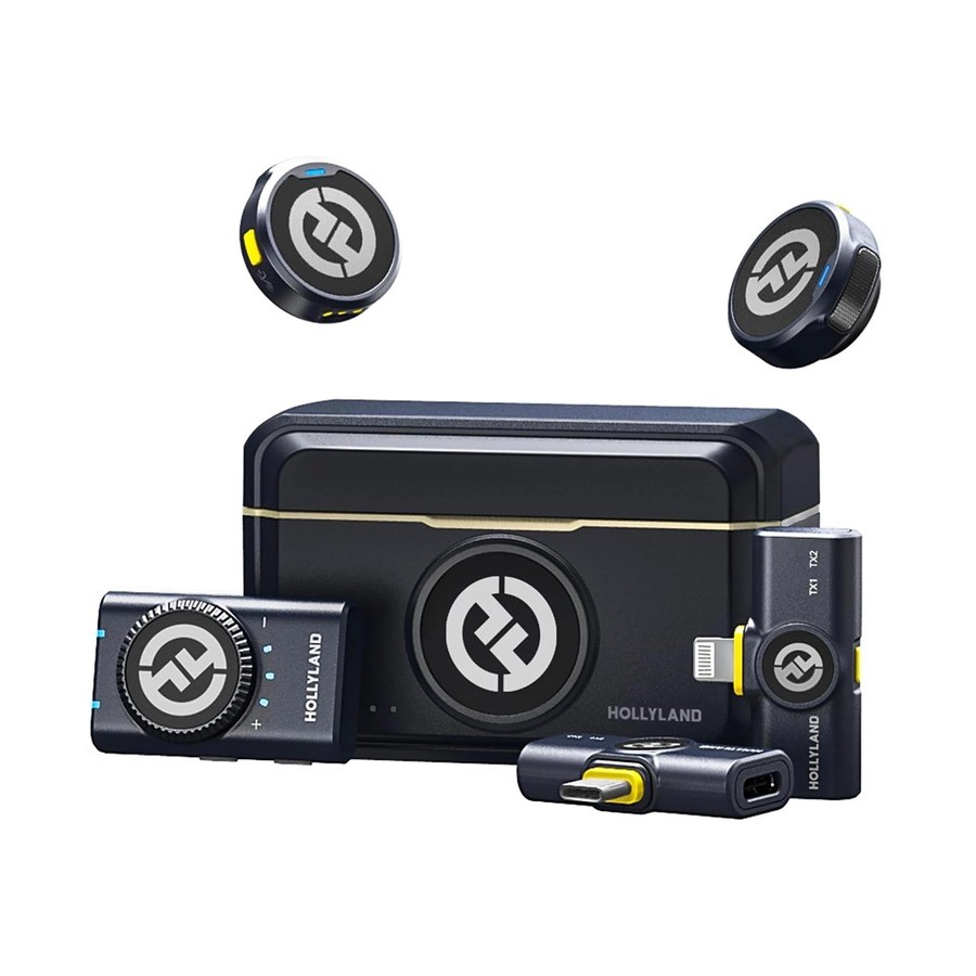 مايكروفون لاسلكي HOLLYLAND Lark M2 DUO COMBO (Black) All in One Wireless Microphone System For Camera / Smart Phone (neck Mic