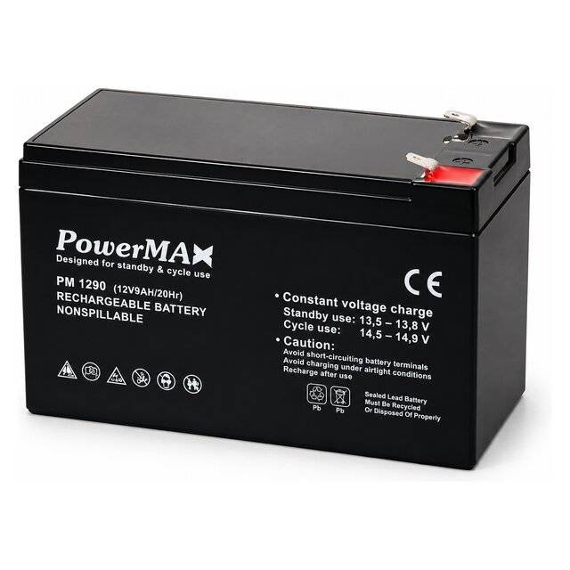 بطارية Power Max 12V 9Ah محكمة الإغلاق (SLA)