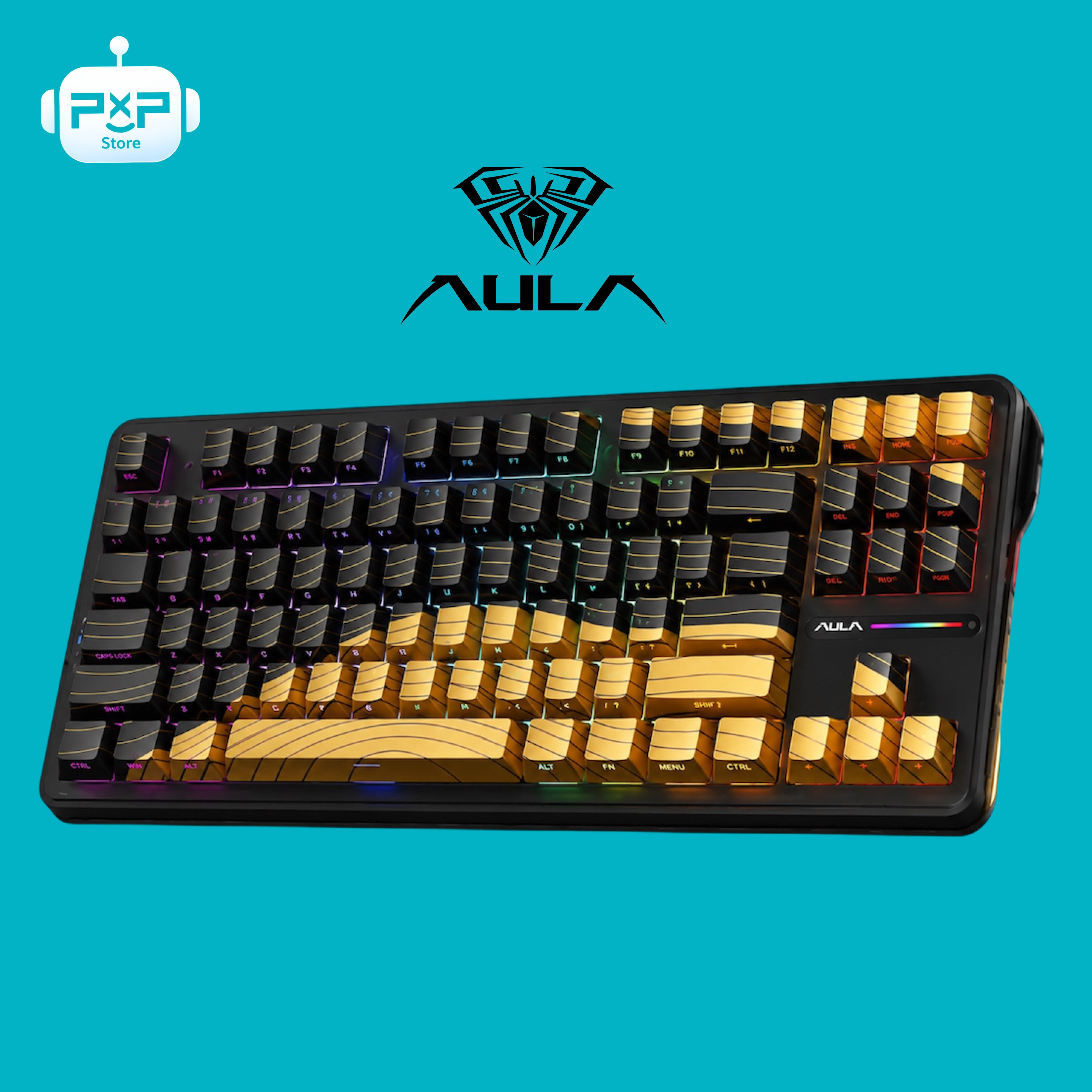 AULA F87 PRO Wireless Bluetooth Hot-Swap Mechanical RGB Gaming Keyboard – Side Print Yellow