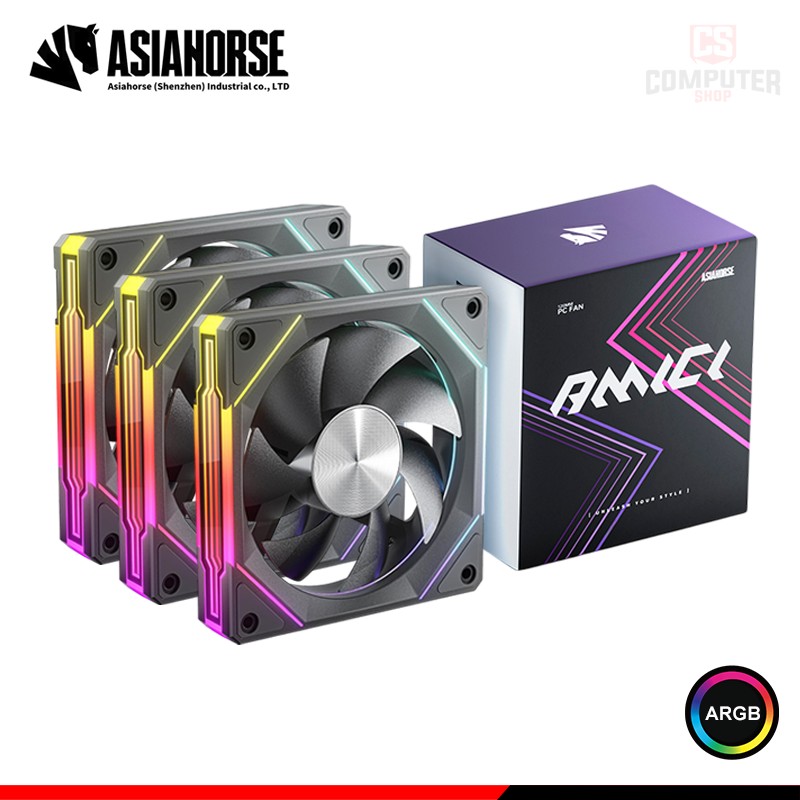مروحة كيس AsiaHorse AMICI-5GT بحجم 120mm وإضاءة ARGB بتأثير المرآة اللانهائية