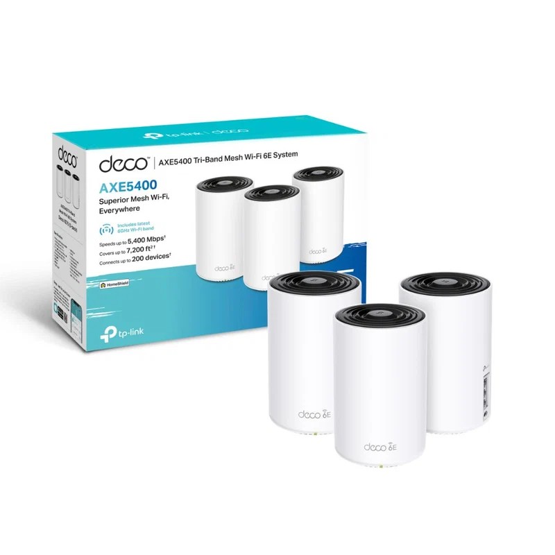 نظام TP-Link Deco XE75 AXE5400 Mesh Wi-Fi 6E المنزلي (3 وحدات) TP-Link Deco XE75, AXE5400 Whole Home Mesh Wi-Fi 6E System 3-Pack