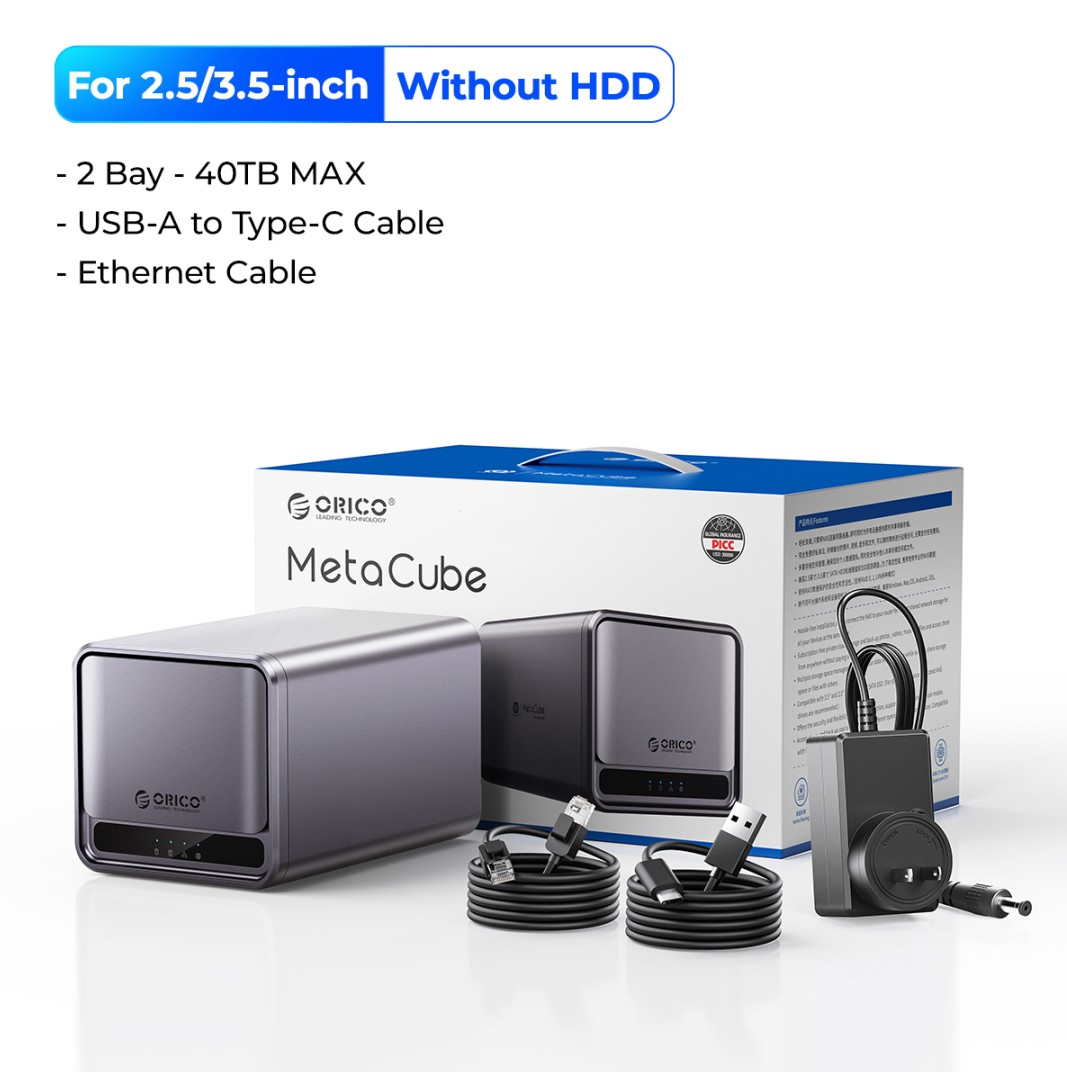 ORICO MetaCube TS200 2-Bay NAS Private Cloud Storage – Diskless