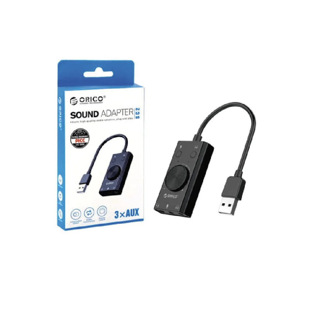 ORICO SC2 USB External Sound Adapter with 3× AUX