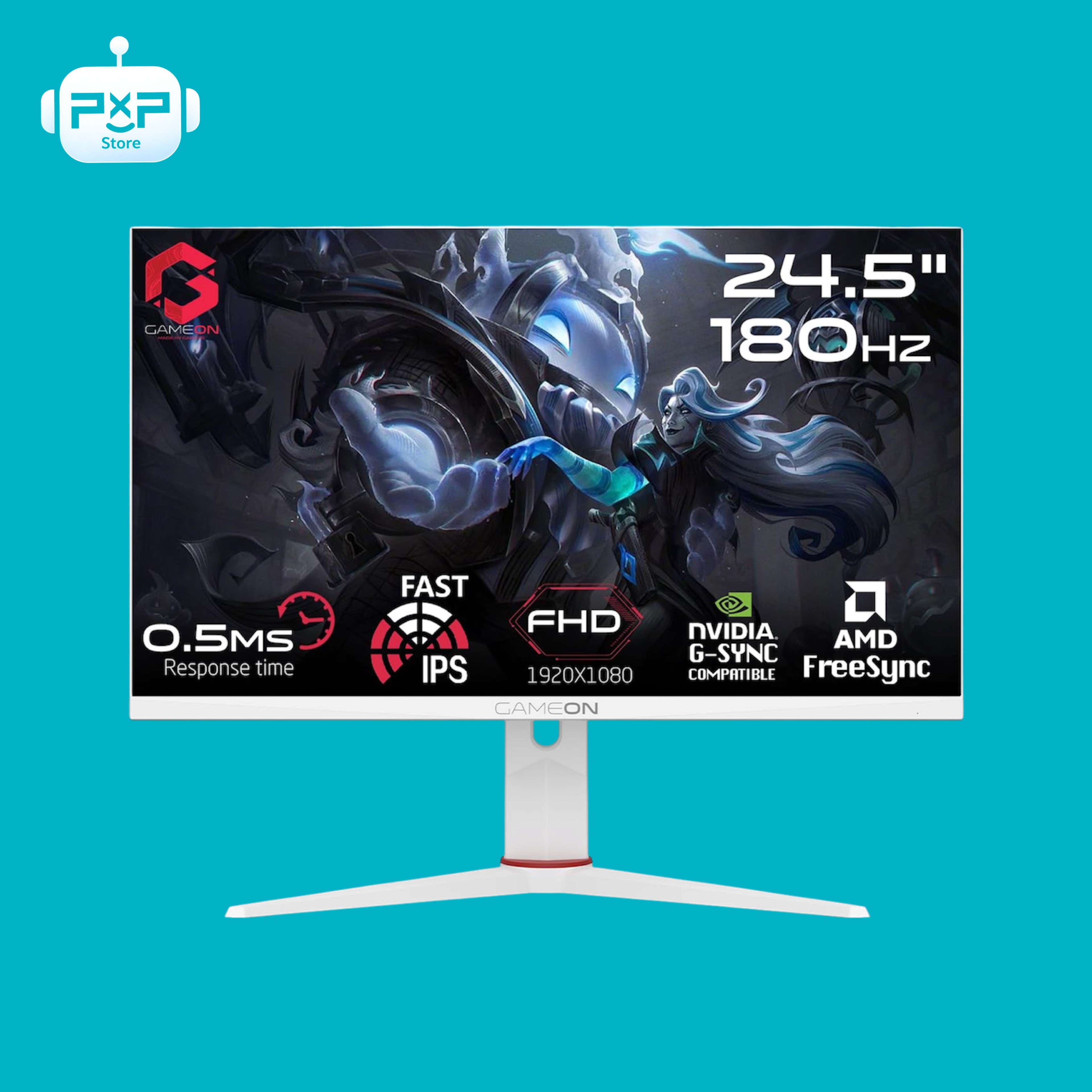 شاشة ألعاب GAMEON GOA24FHD180IPS Artic Pro Series مقاس 24.5 بوصة، FHD، 180Hz، Fast IPS، زمن استجابة 0.5ms – أبيض