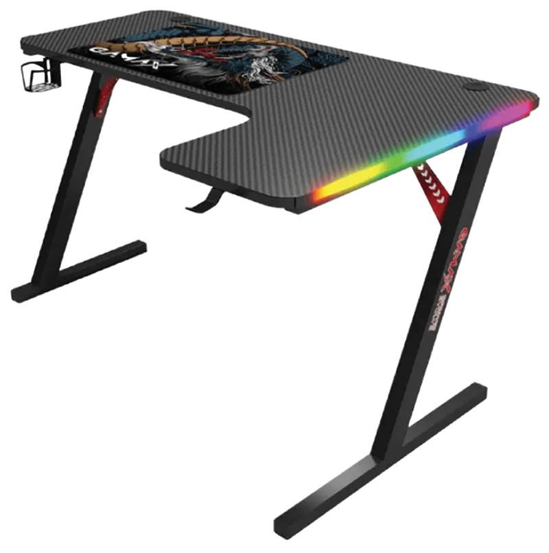 مكتب ألعاب GAMAX P201-RB بشكل حرف L – جهة اليمين، أسود