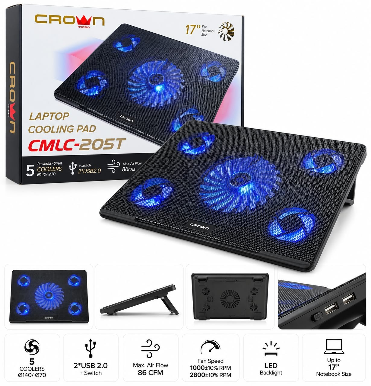 قاعدة تبريد لابتوب CROWN MICRO CMLC-205T