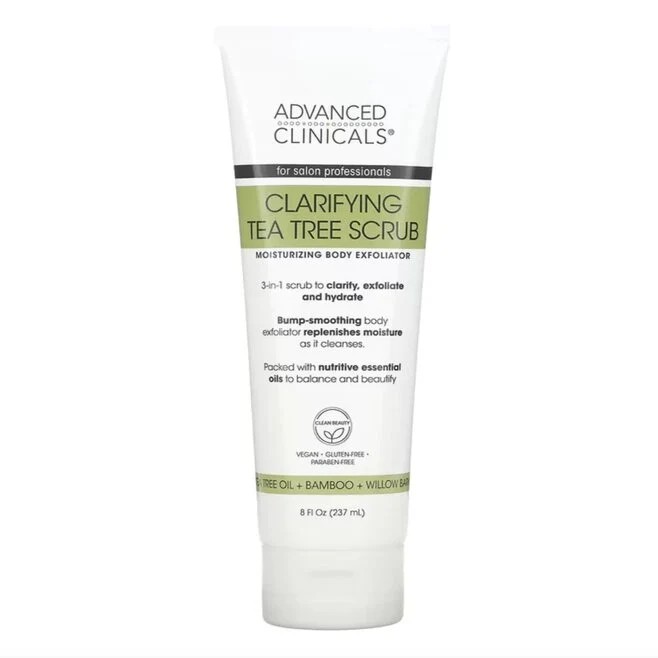 ADVANCED CLINICALS Clarifying Tea tree Scrub Moisturizing Body Exfoliator مقشر الجسم بشجرة الشاي