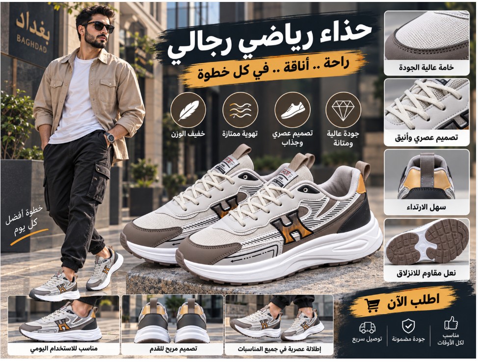 حذاء رياضي رجالي شبكي سميك