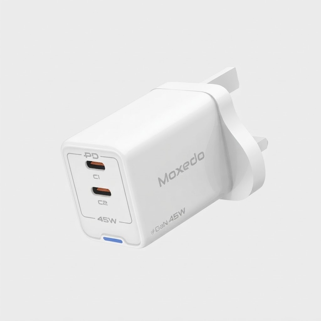 شاحن Moxedo GaN بقدرة 45 واط – منفذا USB-C