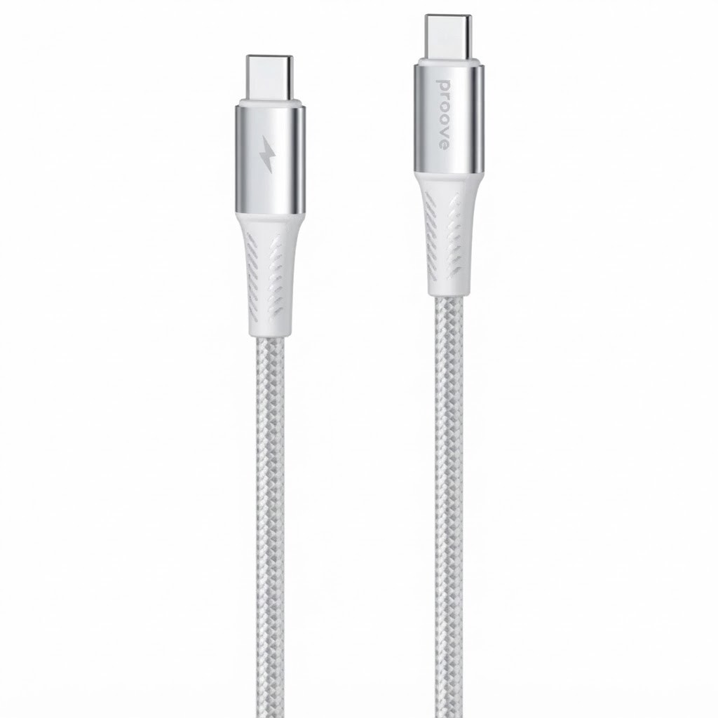 كيبل Proove من USB-C إلى USB-C بقدرة 100 واط – طول 1.5 متر – أبيض