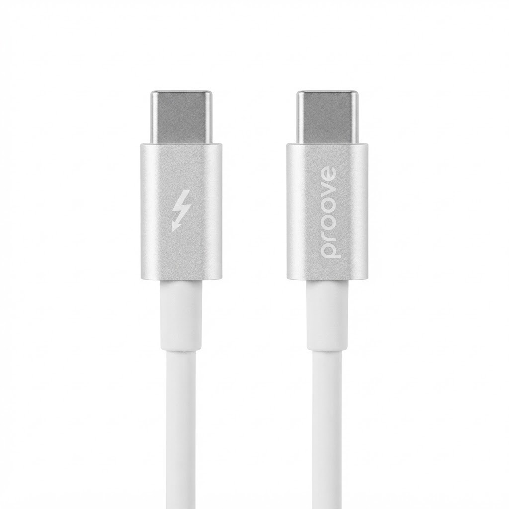 كيبل Proove من USB-C إلى USB-C بقدرة 60 واط – طول 2 متر – أبيض