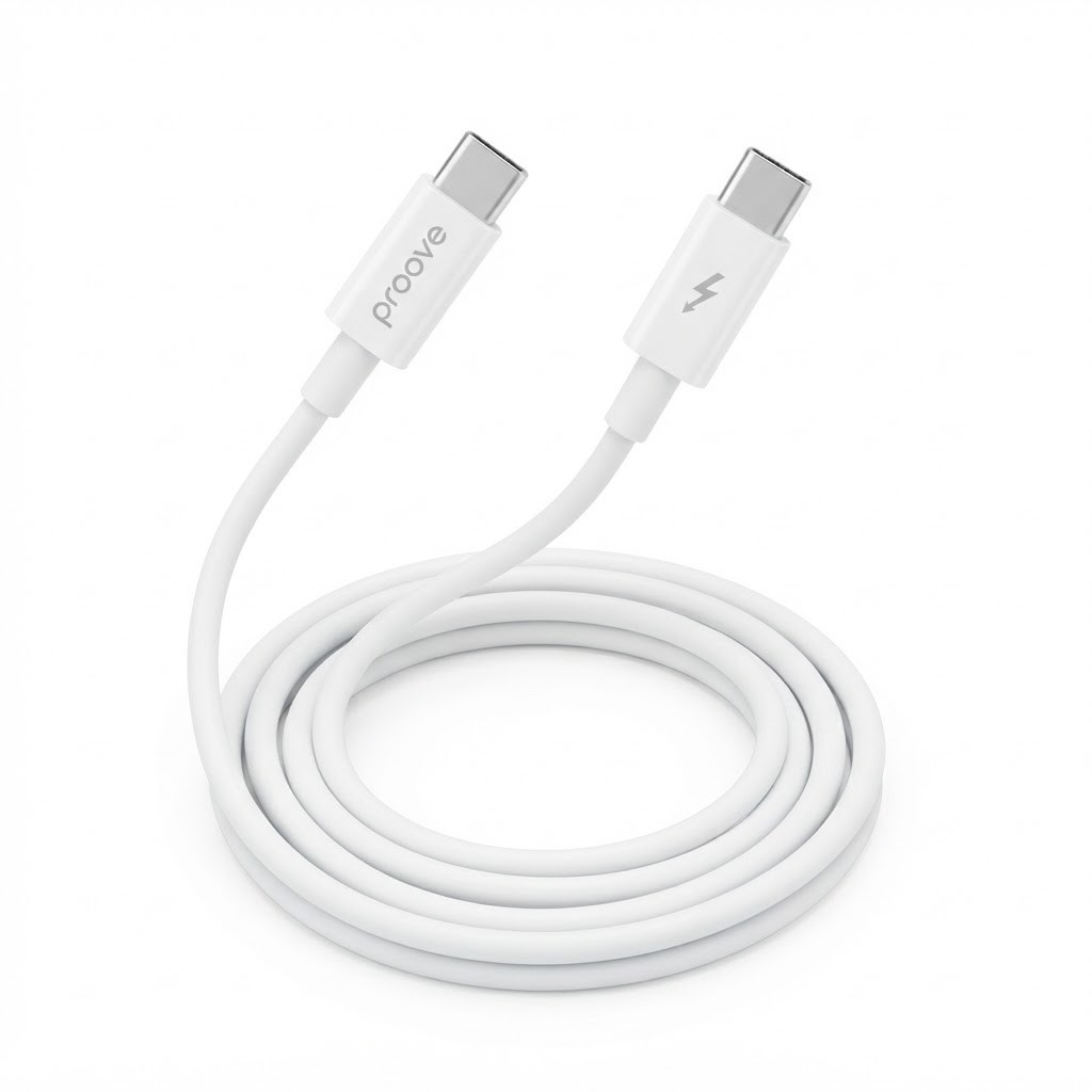 كيبل Proove من USB-C إلى USB-C بقدرة 60 واط – طول 2 متر – أبيض