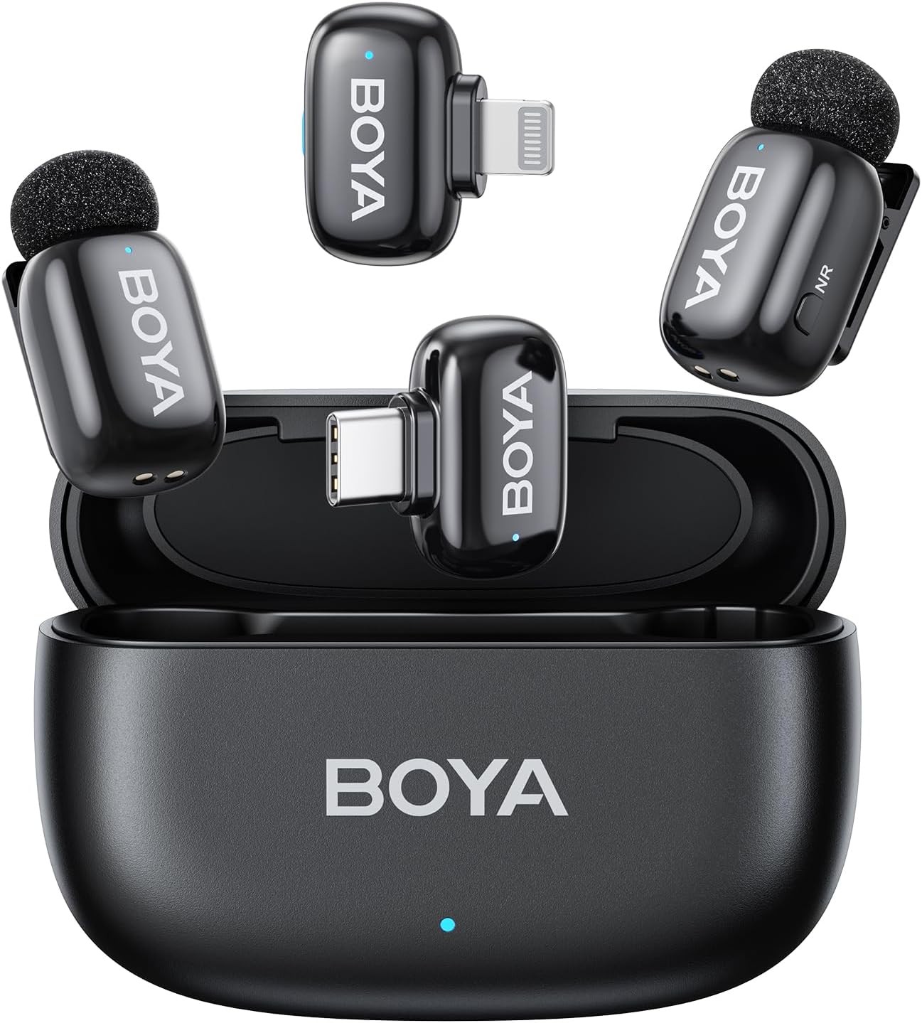 ميكروفون BOYA Mini اللاسلكي لأجهزة iPhone وAndroid والكمبيوتر والأجهزة اللوحية – USB-C/Lightning