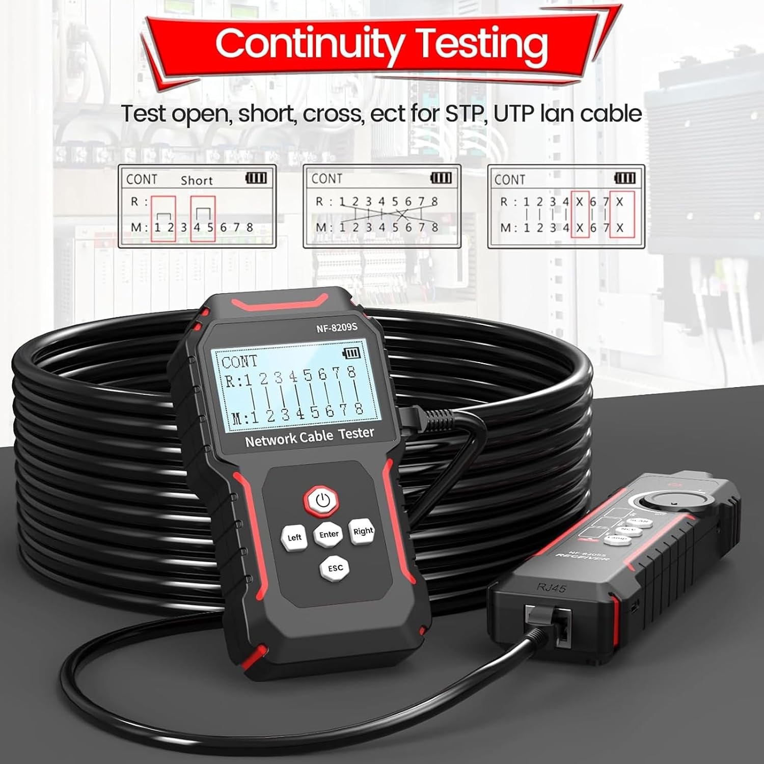 فاحص كيبلات انترنت NOYAFA NF-8209S Network Cable Tester