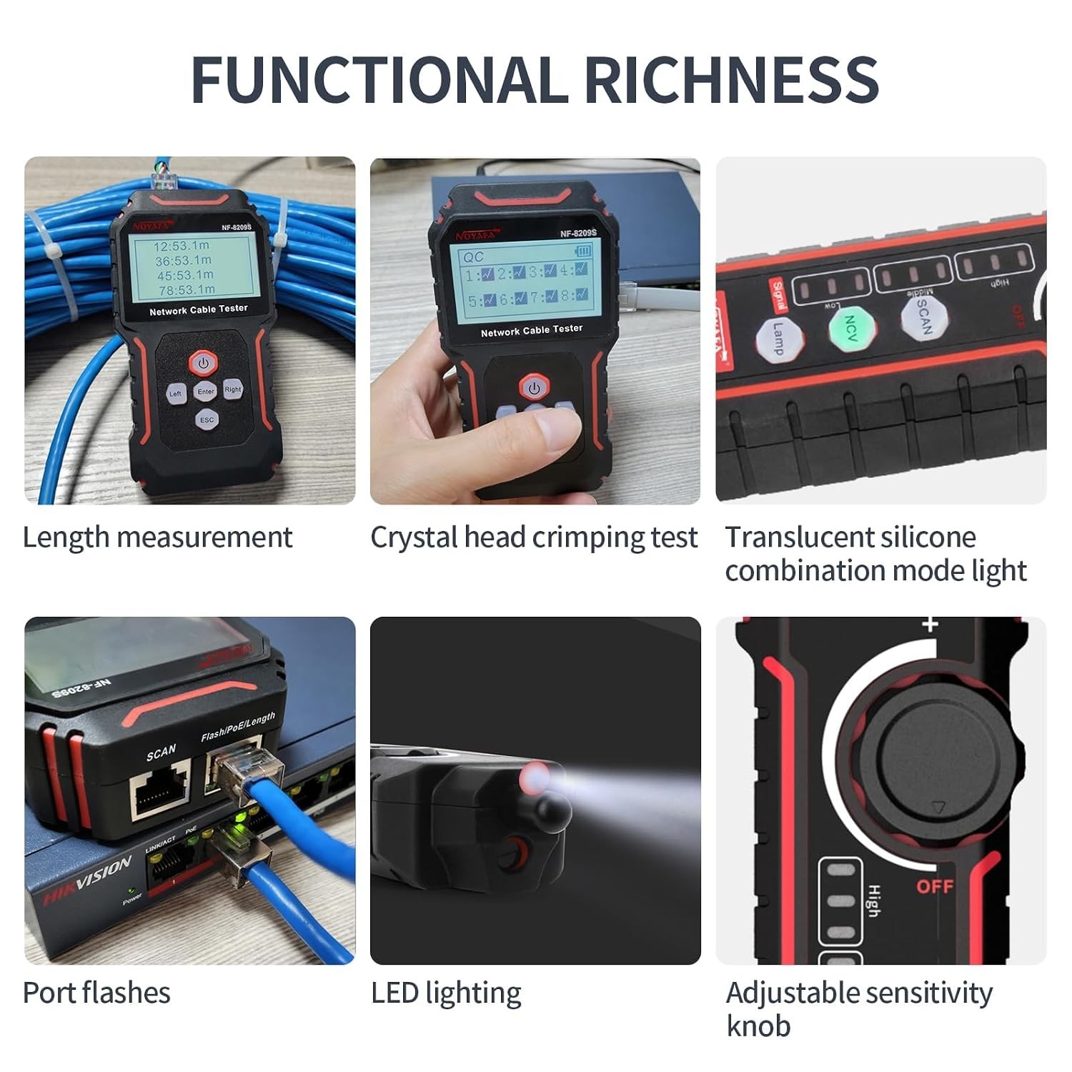 فاحص كيبلات انترنت NOYAFA NF-8209S Network Cable Tester