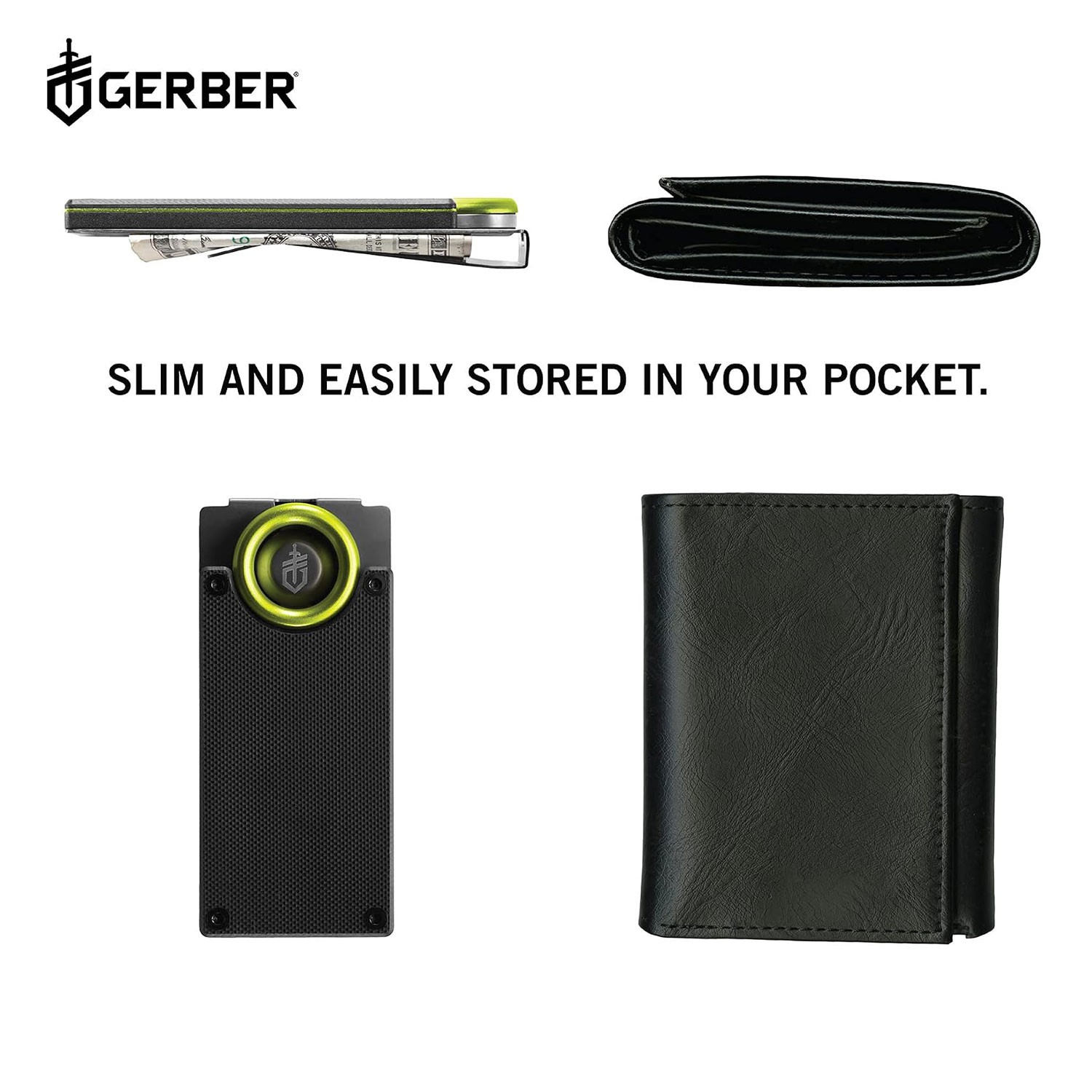 سكين تخييم صغيرة مع مشبك نقود مدمج Gerber GDC Money Clip with Stainless Steel Pocket Knife for Camping & Hiking & EDC