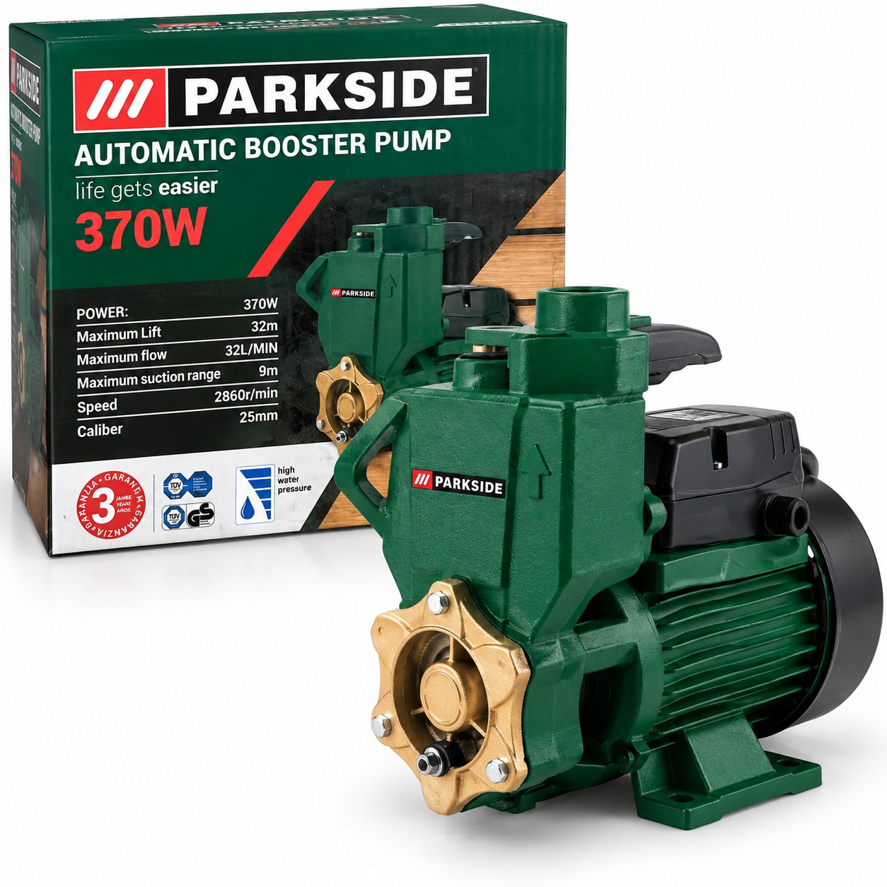 مضخة تقوية ضغط المياه الأوتوماتيكية PARKSIDE بقوة 370 واط